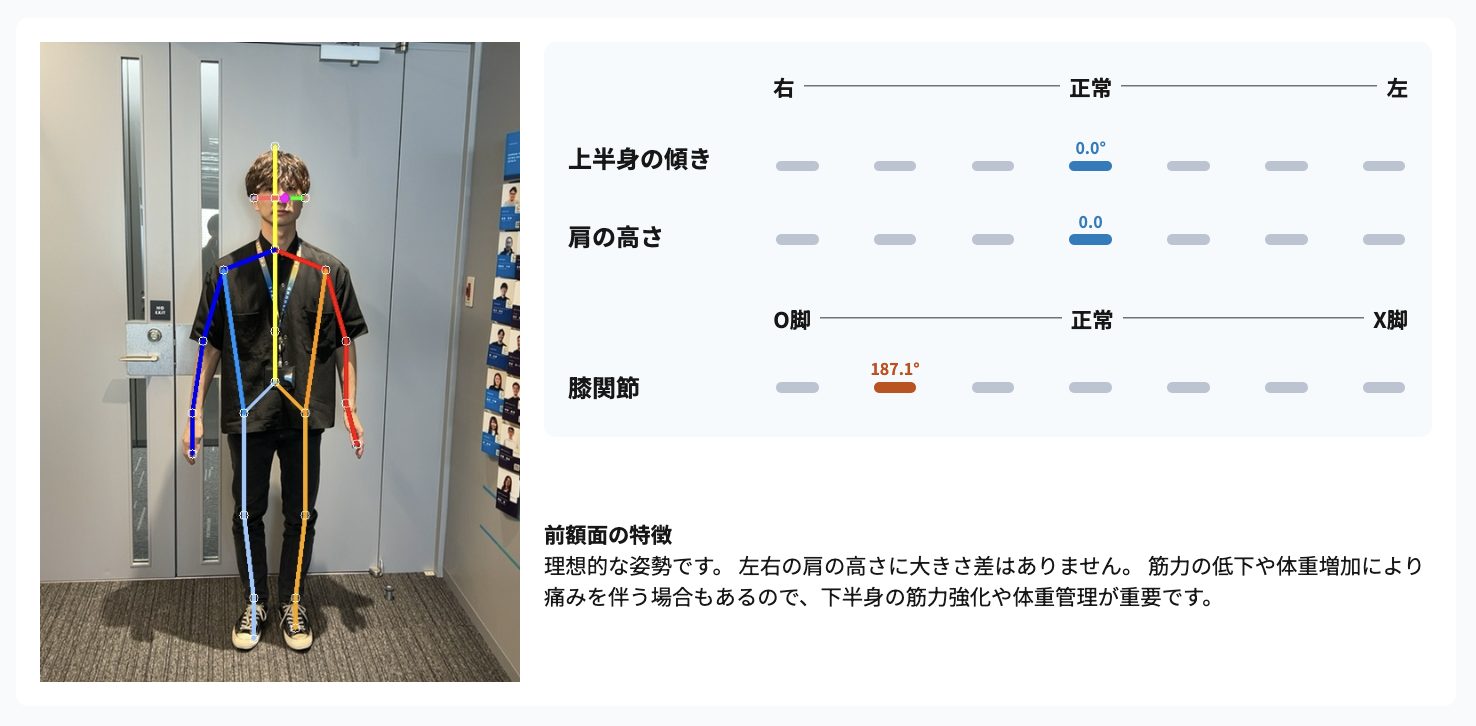 AIによる姿勢分析の画面